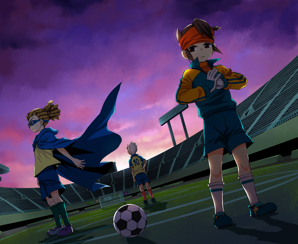 elmou, endou_mamoru, goenji_shuuya, inazuma_eleven, kidou_yuuto, male, megane, soccer
