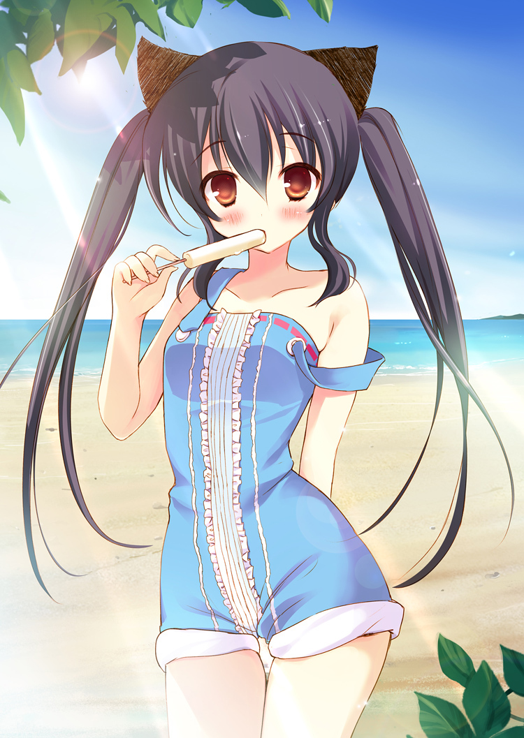 animal_ears, k-on!, mamita, nakano_azusa, nekomimi, thighhighs