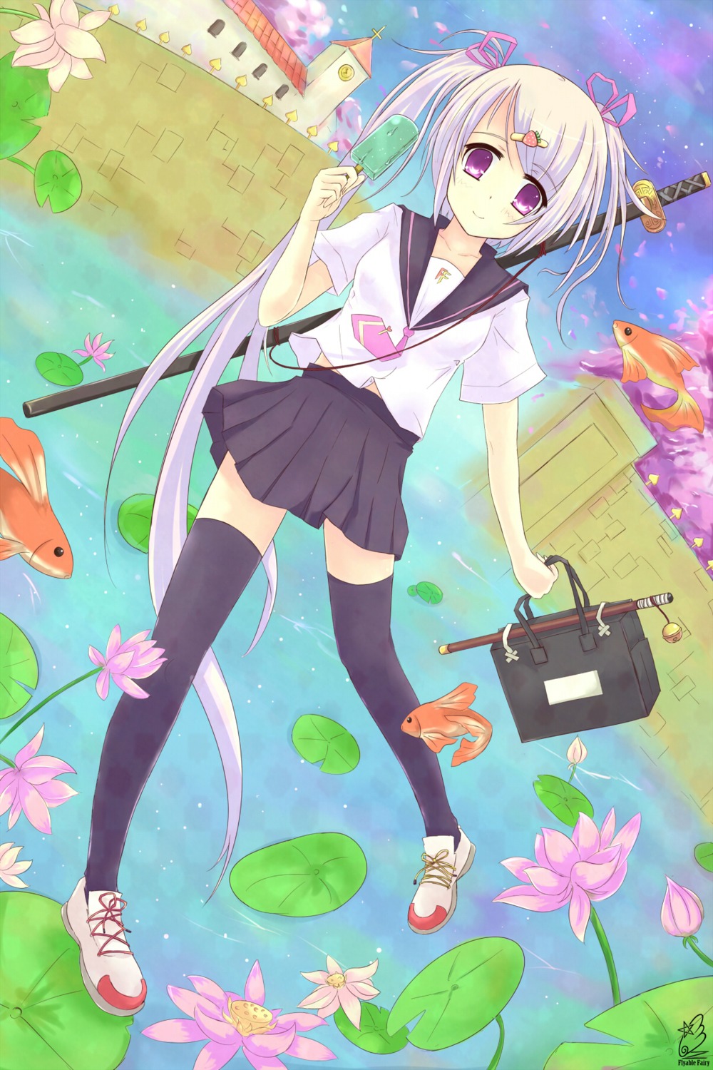 seifuku, sword, tenhi_tsukitori, thighhighs