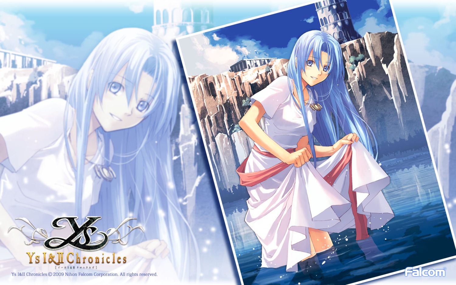 dress, falcom, feena, skirt_lift, wallpaper, wet, ys, ys_i
