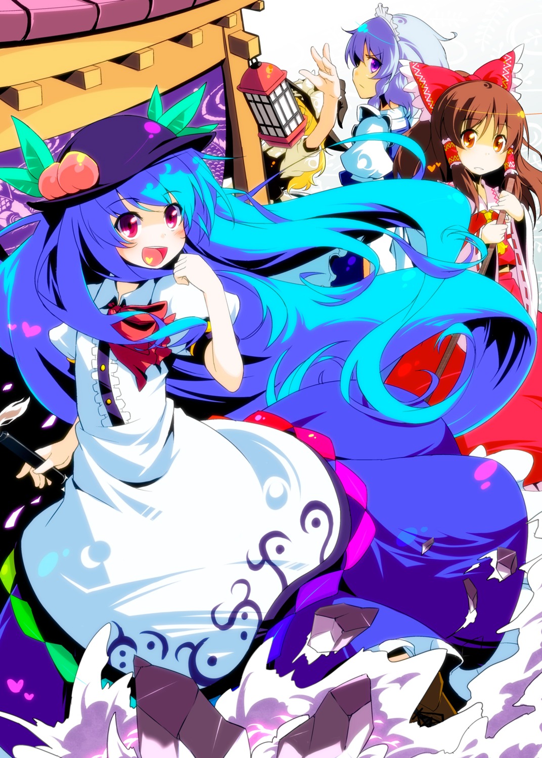 hakurei_reimu, hinanawi_tenshi, izayoi_sakuya, kirisame_marisa, miko, sw, touhou