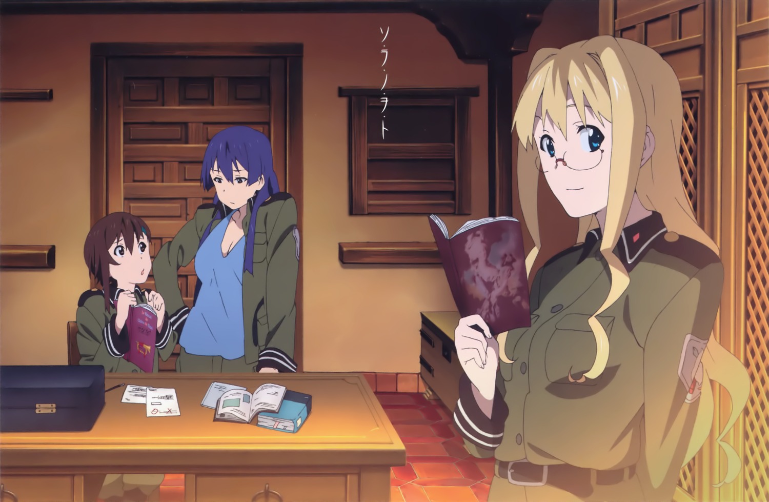 disc_cover, filicia_heideman, kazumiya_rio, megane, sora_no_woto, sorami_kanata, uniform