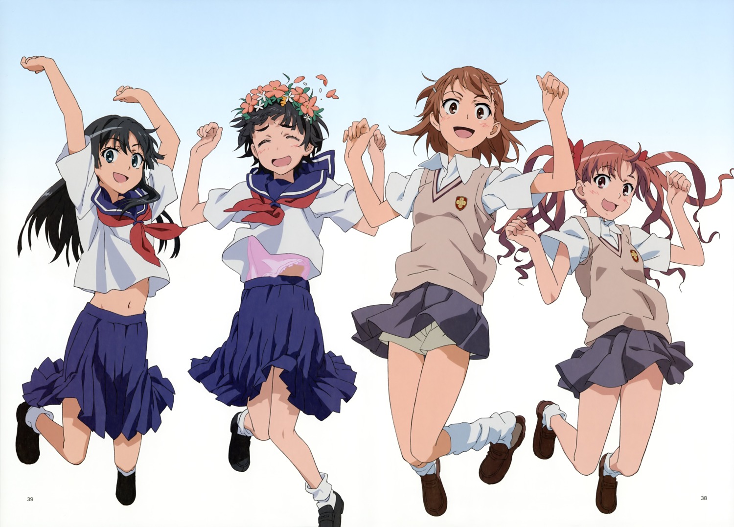 misaka_mikoto, saten_ruiko, seifuku, shirai_kuroko, toaru_kagaku_no_railgun, toaru_majutsu_no_index, uiharu_kazari, yamashita_yuu