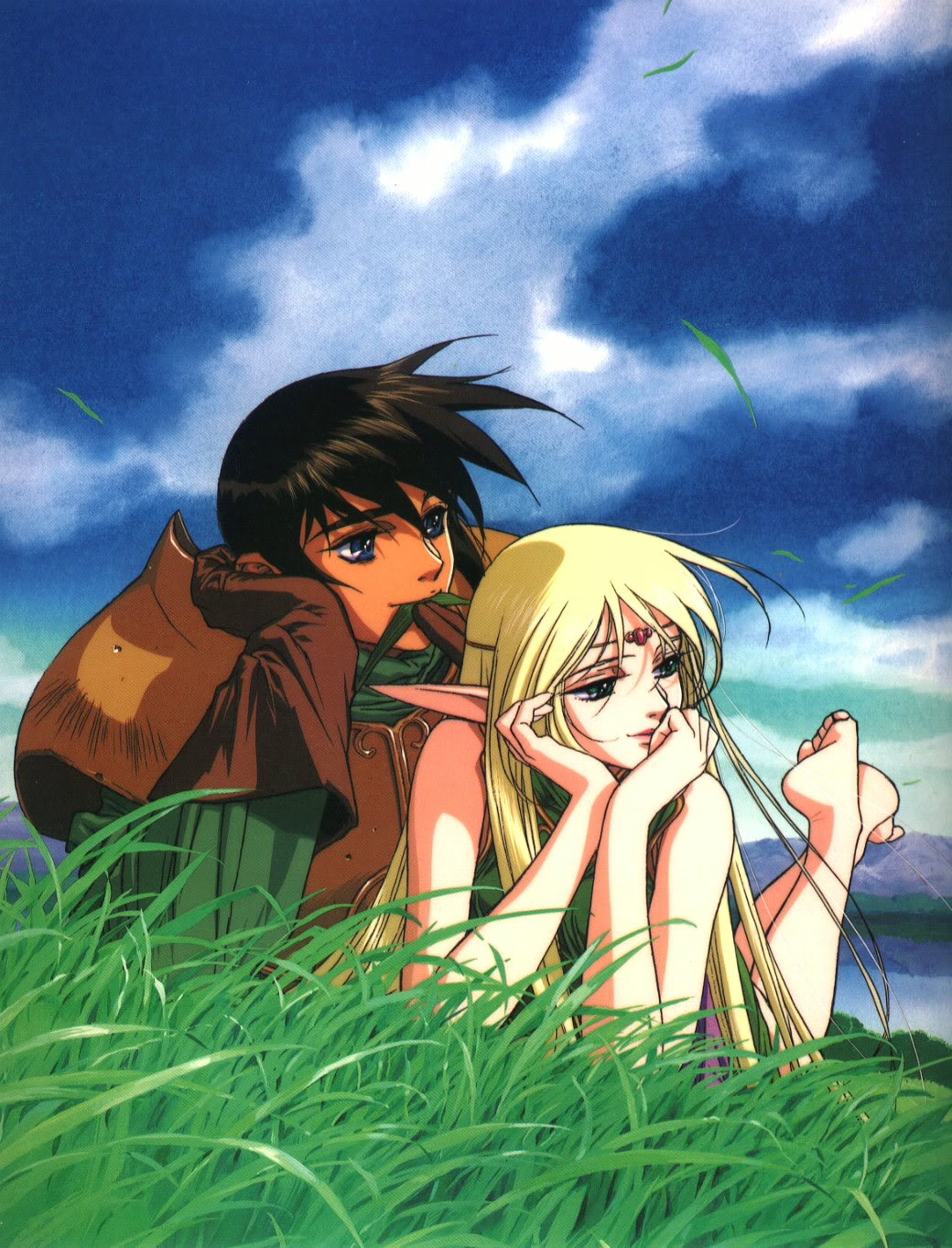 deedlit, elf, jpeg_artifacts, parn, pointy_ears, record_of_lodoss_war, screening