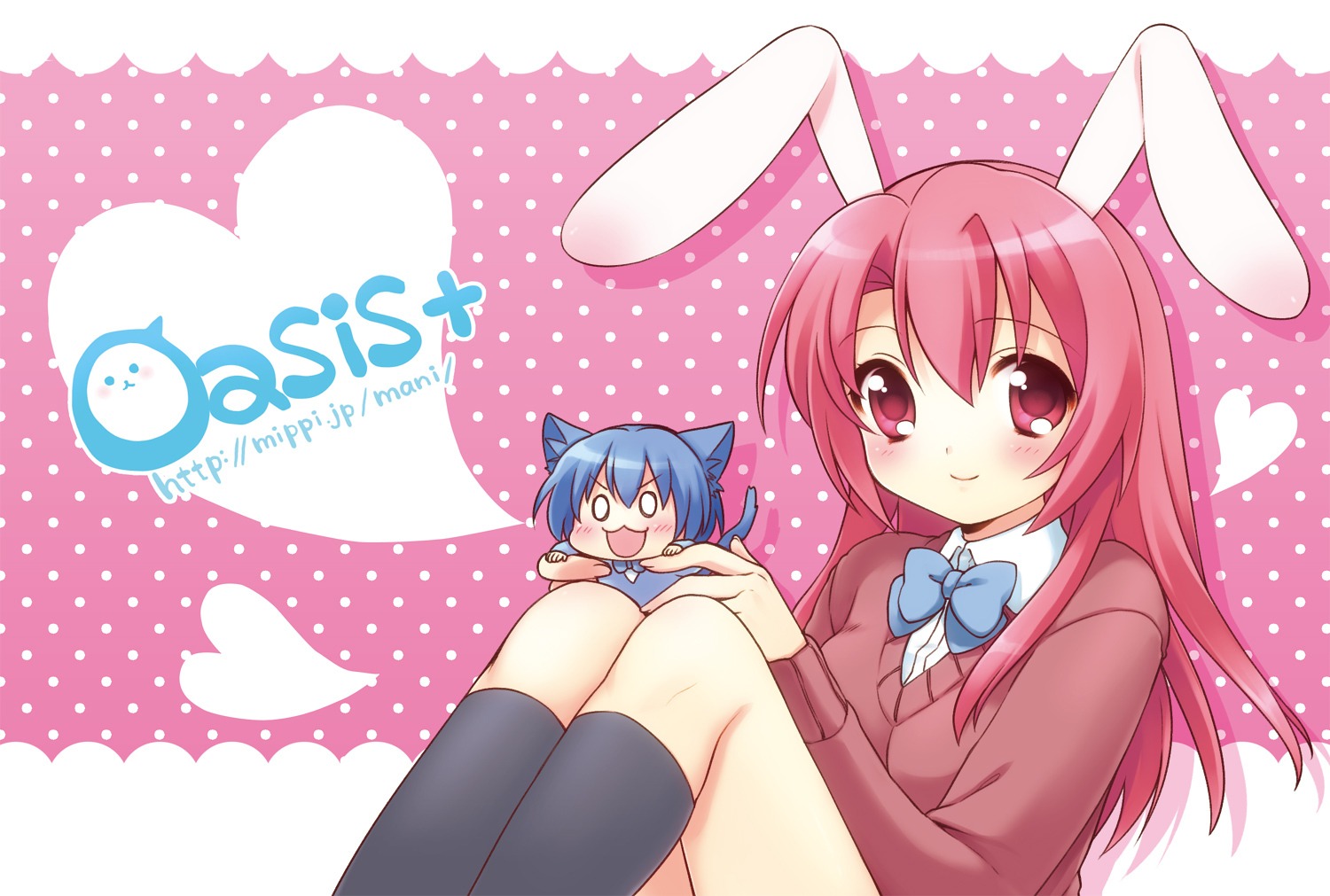 animal_ears, bunny_ears, nekomimi, onka, sakura_(mani), seifuku, tail, usashiro_mani