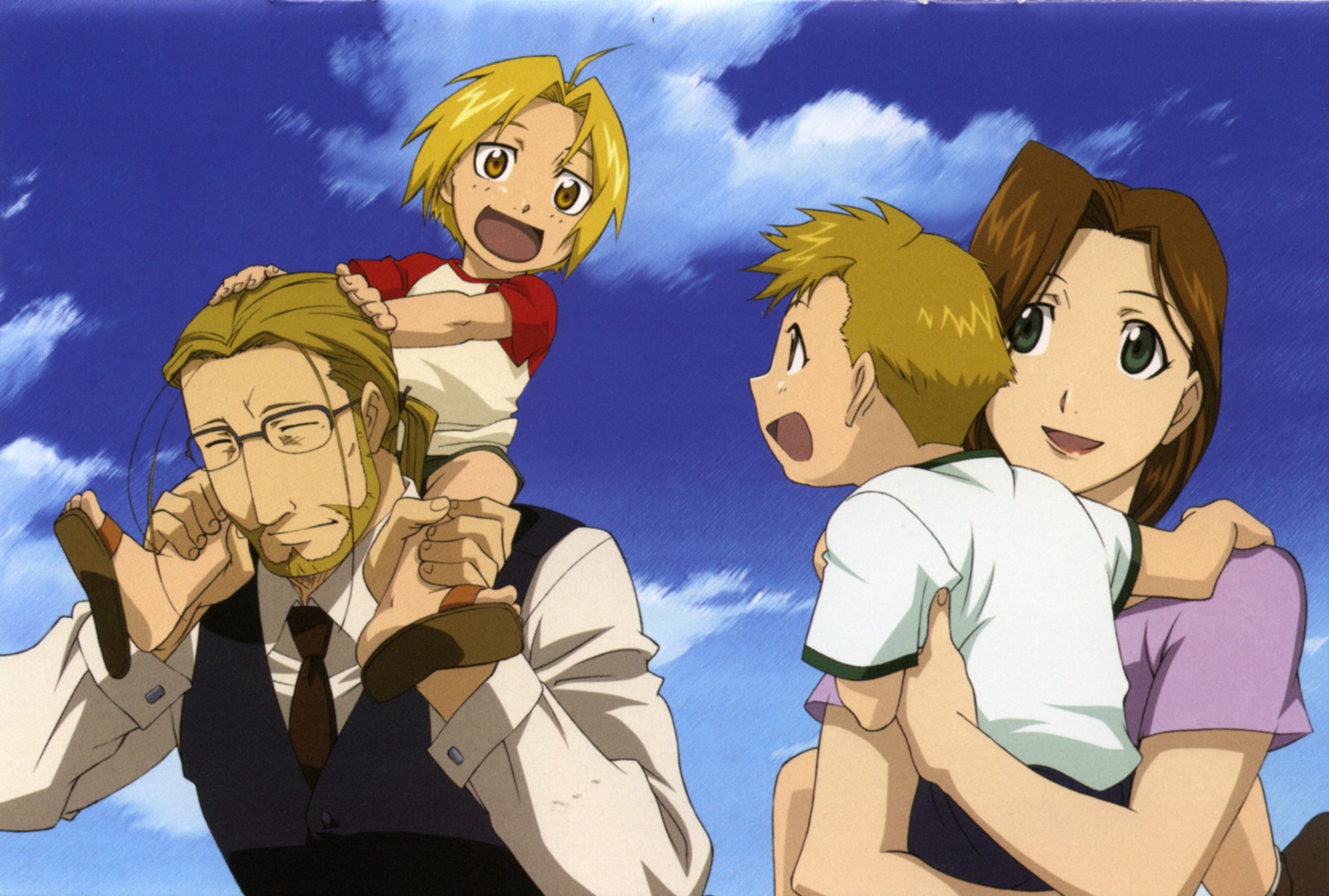 alphonse_elric, edward_elric, fullmetal_alchemist, komori_kaori, trisha_elric, van_hohenheim