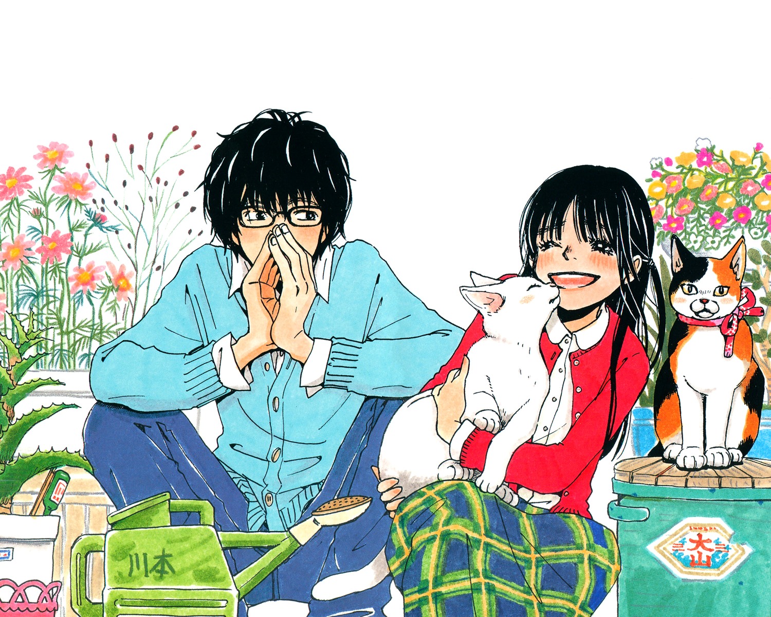 kawamoto_hinata, kiriyama_rei, megane, neko, sangatsu_no_lion, sweater, umino_chica