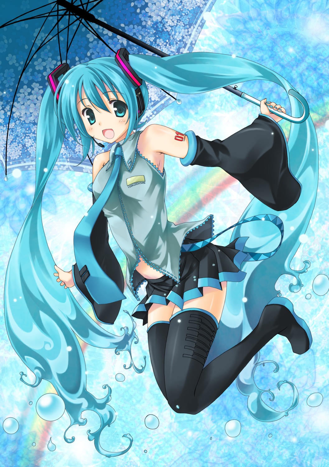 hatsune_miku, oikawa_tsubame, thighhighs, vocaloid