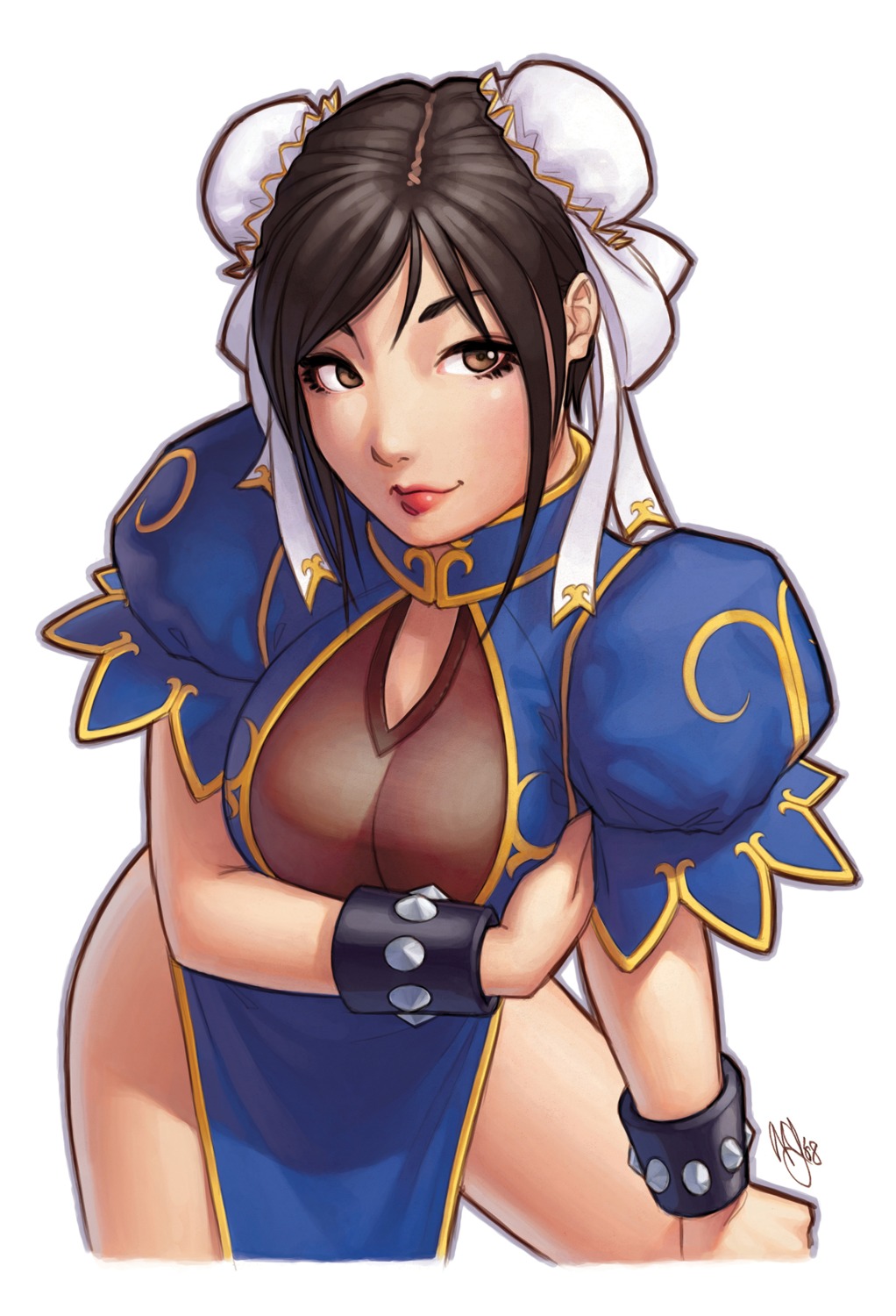breast_hold, chinadress, chun_li, cleavage, see_through, street_fighter, warren_louw