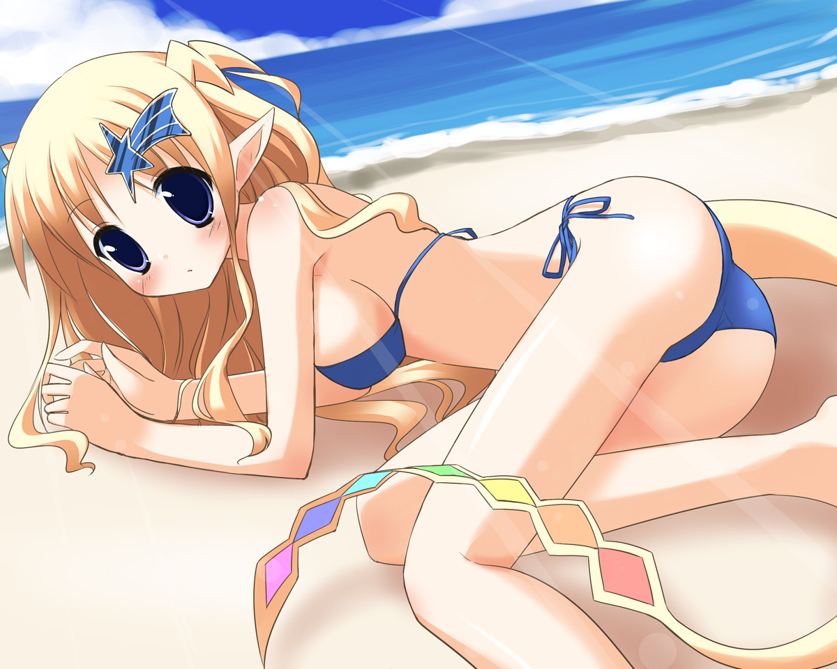 bikini, elf, minidraco, pointy_ears, swimsuits, tail