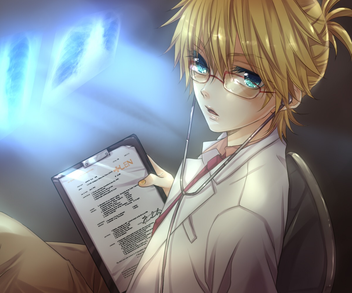 hakuseki, kagamine_len, male, megane, vocaloid