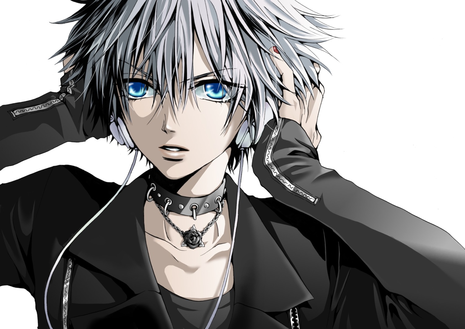 hakuseki, headphones, male
