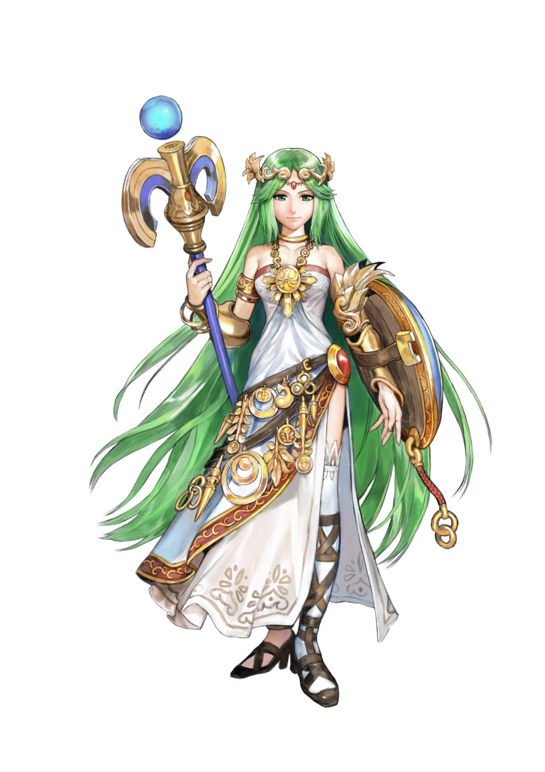 armor, dress, hirooka_masaki, kid_icarus, kid_icarus:_uprising, nintendo, palutena, thighhighs