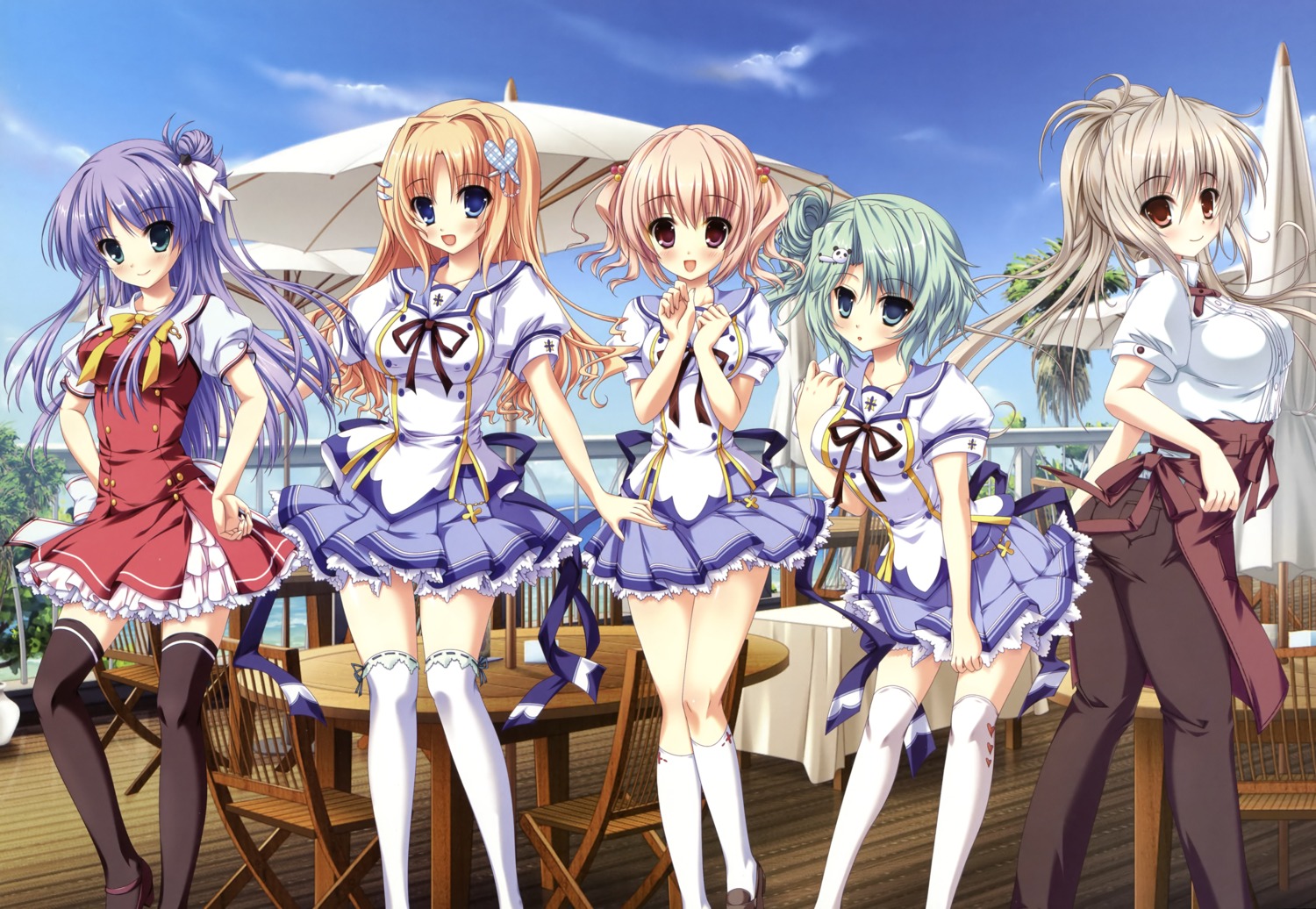 aizawa_kaho, ameto_yuki, himeno_tsugumi, hinata_momo, kotomiya_chinatsu, loverable, saegusa_nanako, seifuku, smee, thighhighs, yanase_satsuki