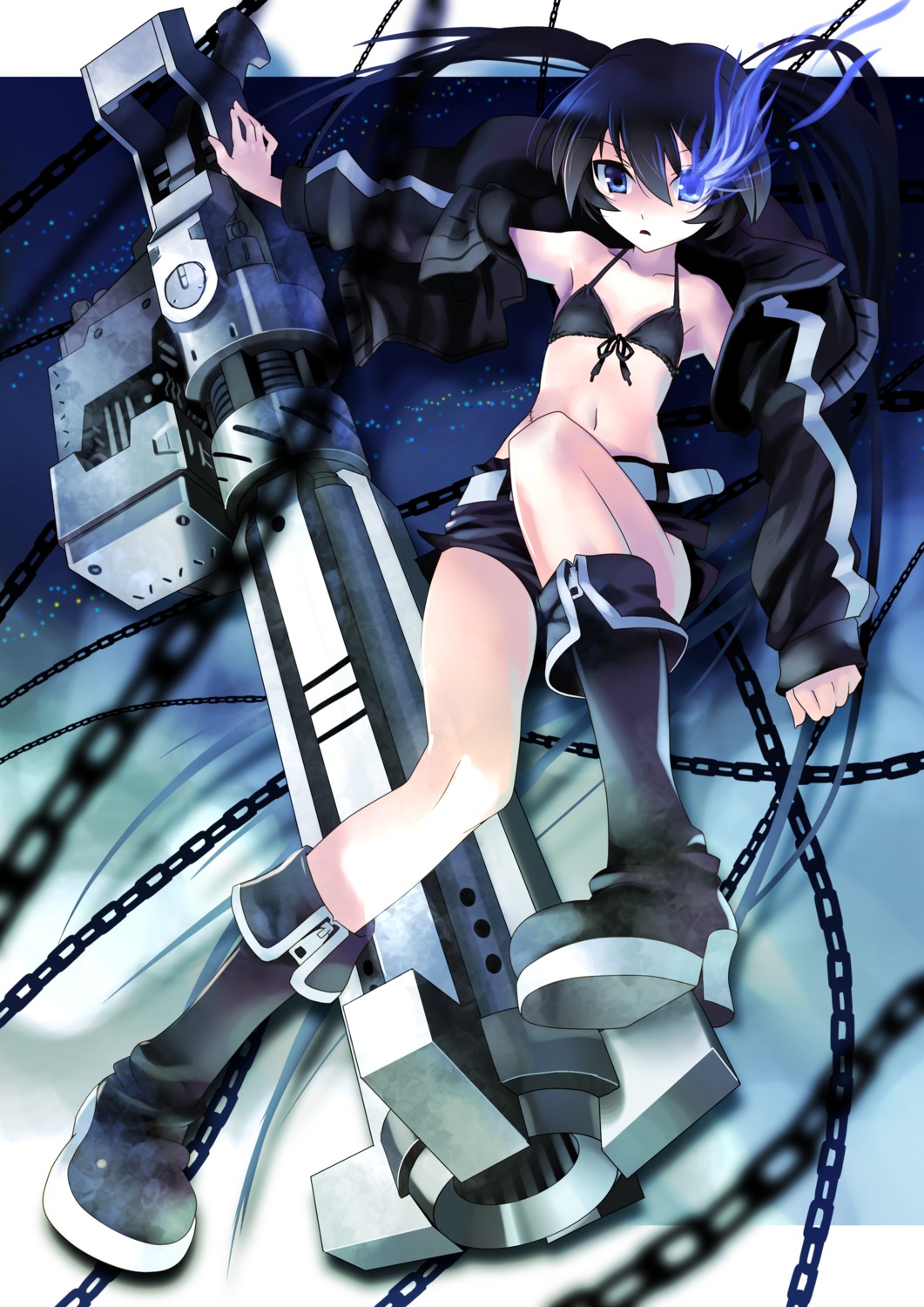 bikini_top, black_rock_shooter, black_rock_shooter_(character), marukata, swimsuits, vocaloid