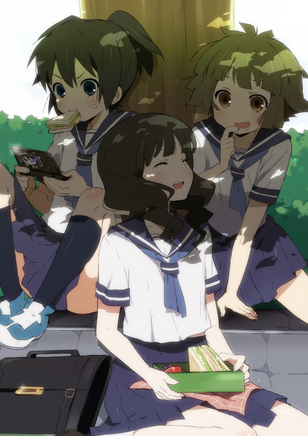 black_rock_shooter, kl, kuroi_mato, seifuku, takanashi_yomi, vocaloid, yuu_(black_rock_shooter)