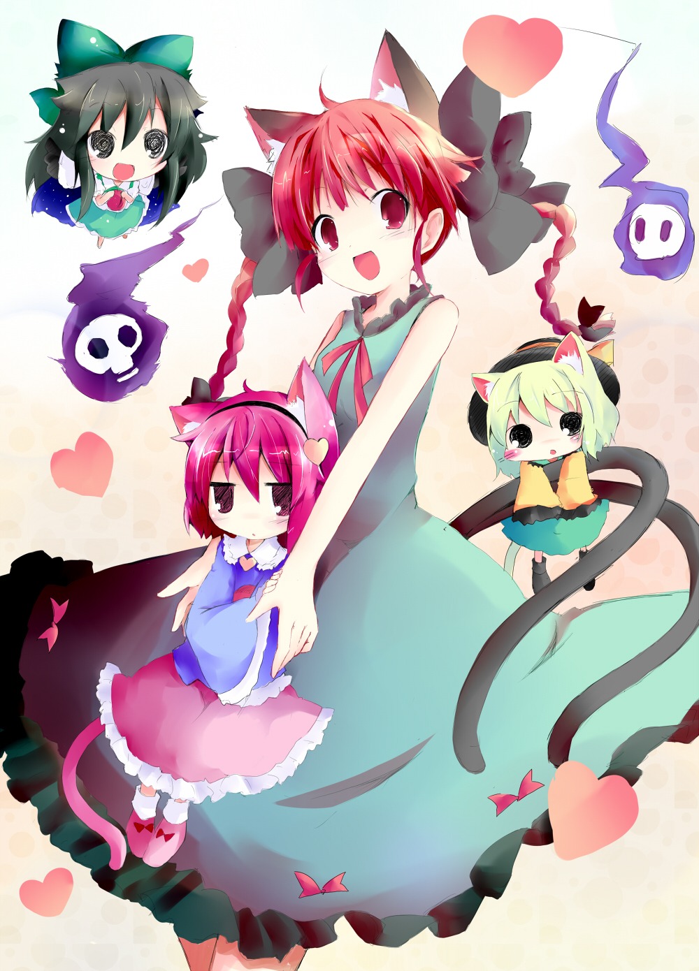 kaenbyou_rin, komeiji_koishi, komeiji_satori, reiuji_utsuho, shichinose, touhou