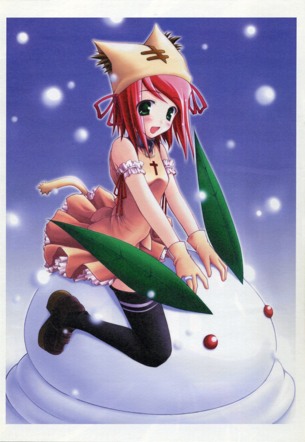 amane_sou, animal_ears, bleed_through, brain_soft, paper_texture, tail, thighhighs