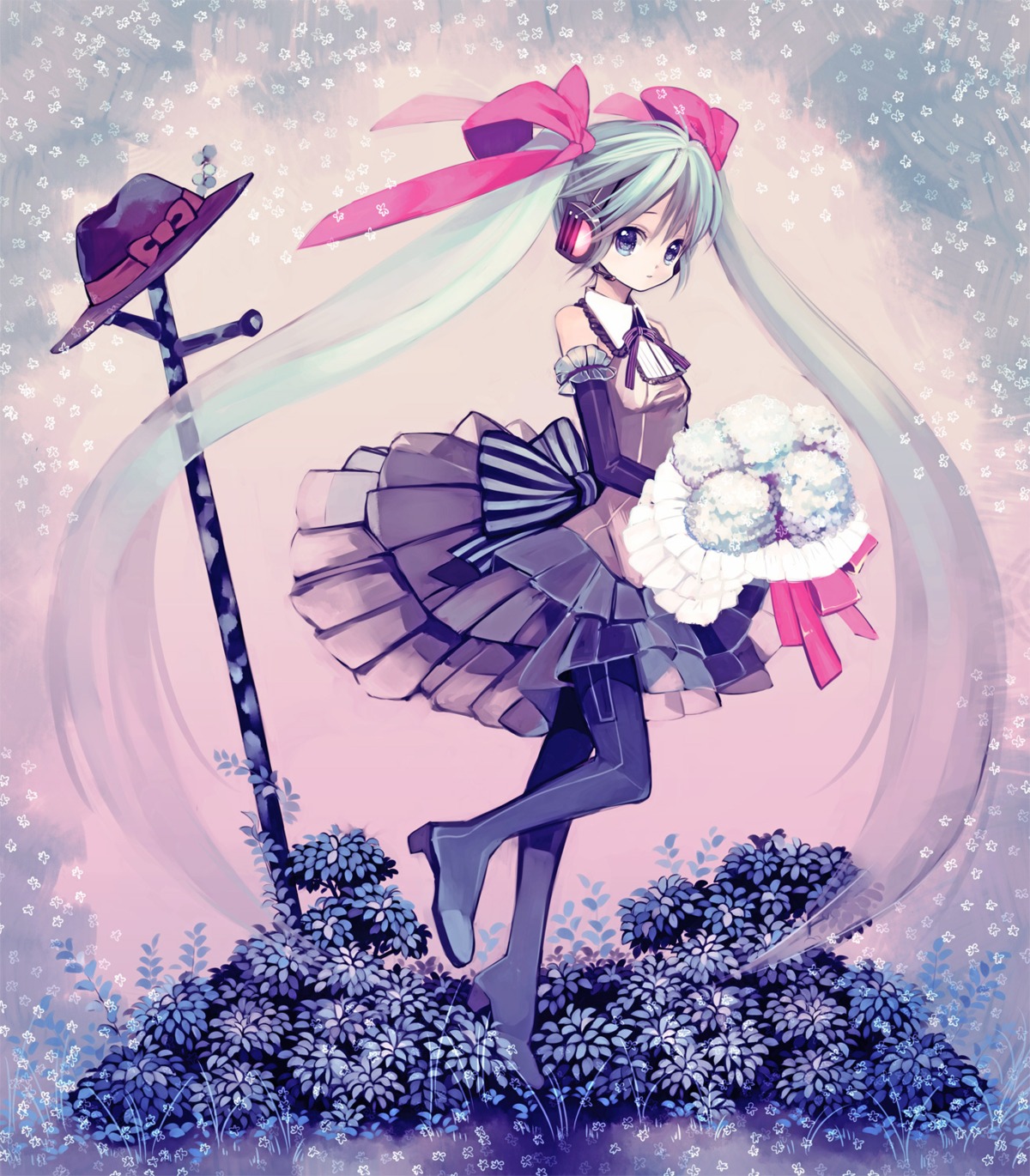 amazawa_koma, dress, hatsune_miku, headphones, pantyhose, vocaloid