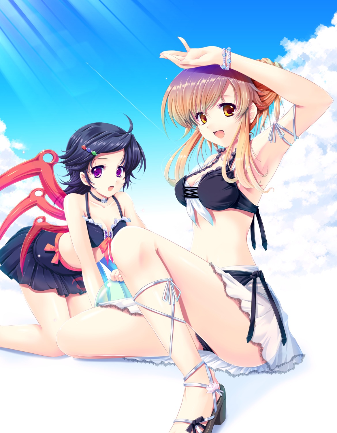 bikini, cetera, hijiri_byakuren, houjuu_nue, swimsuits, touhou