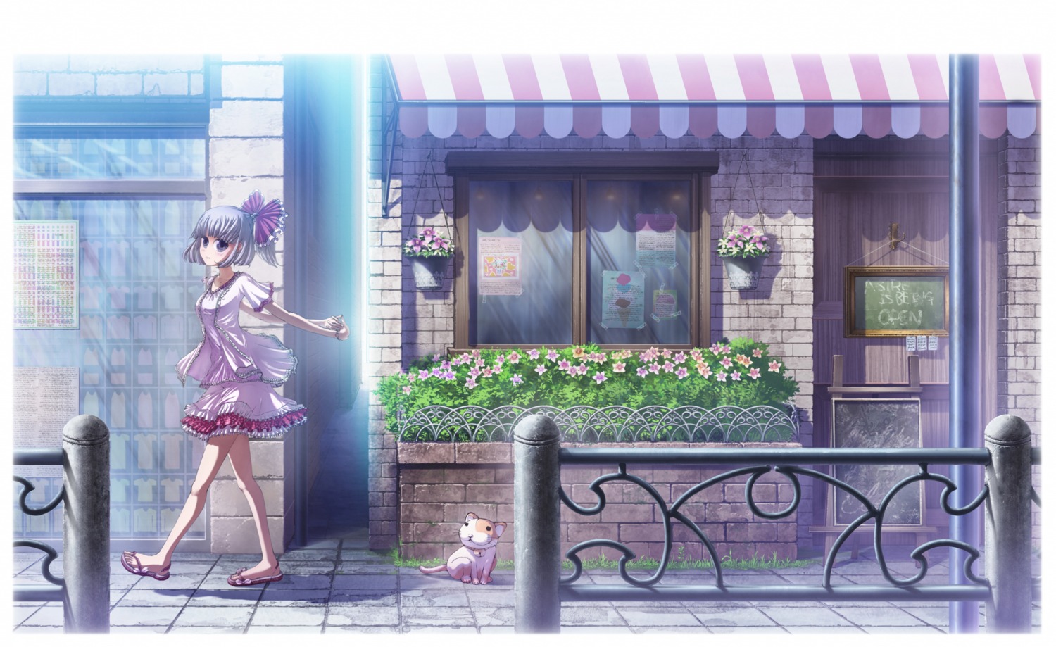 hika, konpaku_youmu, landscape, neko, touhou