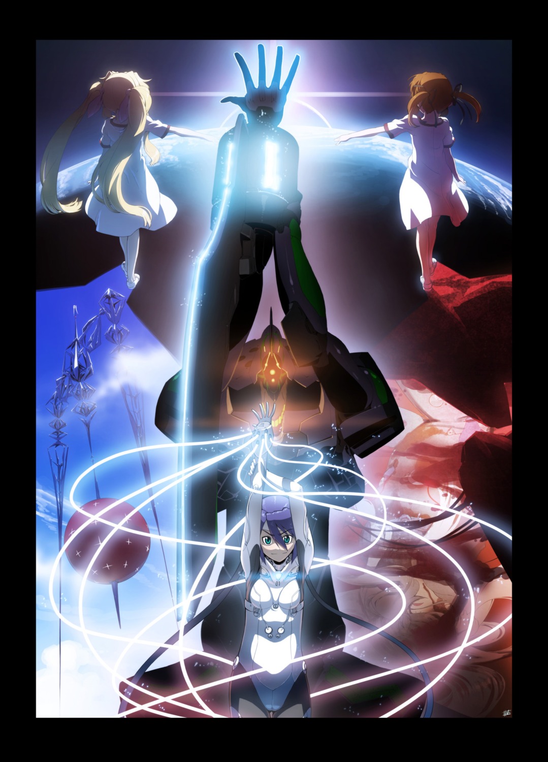 eva_01, fate_testarossa, mahou_shoujo_lyrical_nanoha, neon_genesis_evangelion, parody, subaru_nakajima, takamachi_nanoha, wadatsumi_garland