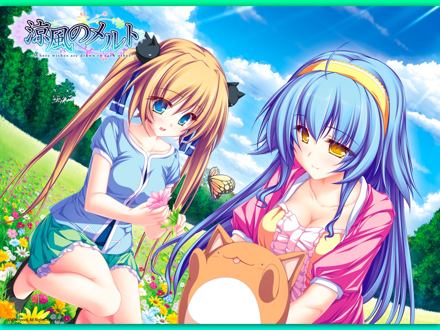 cleavage, hiiragi_tsukino, hisagihara_ui, suzukaze_no_melt, tenmaso, wallpaper, whirlpool
