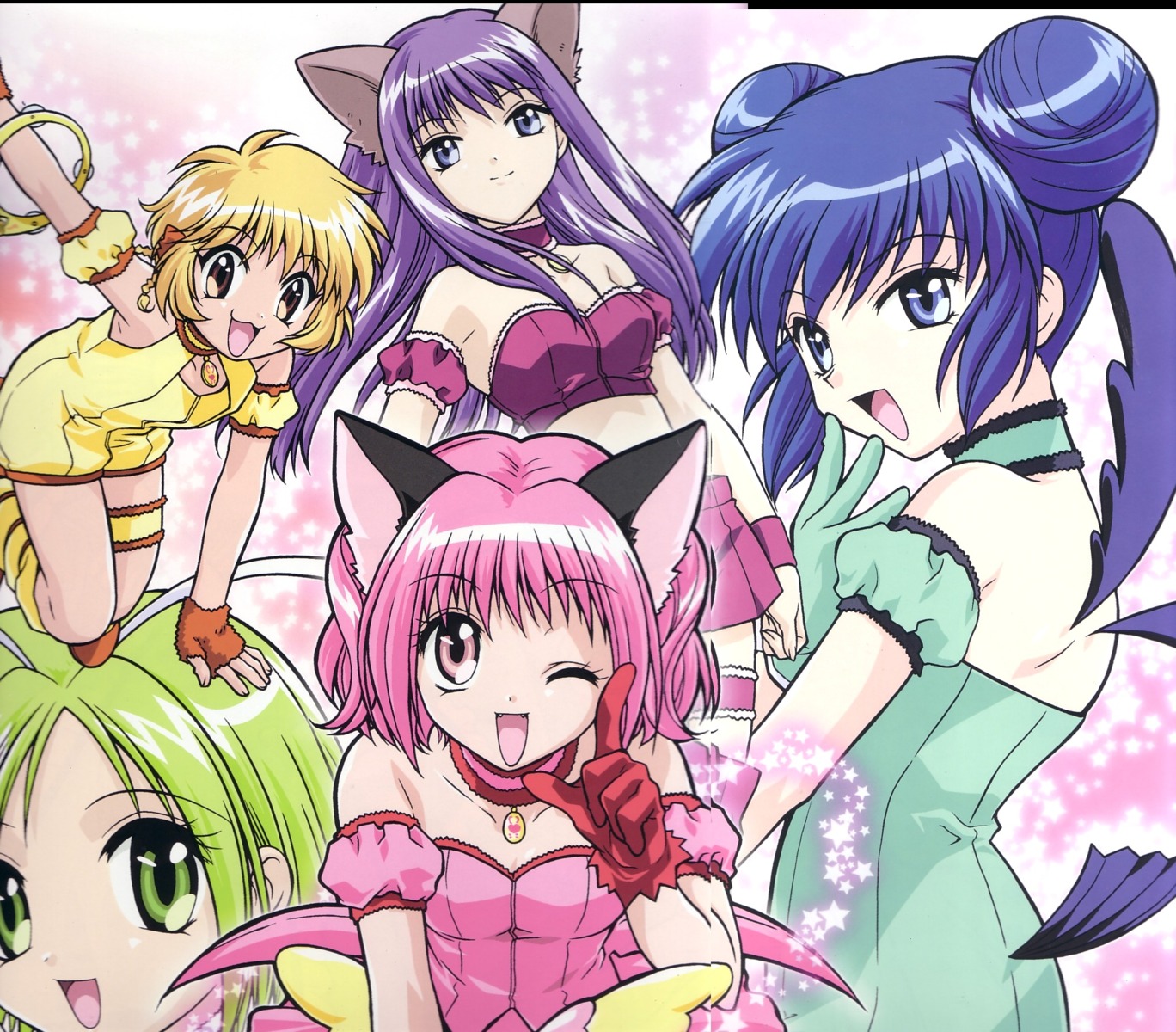 aizawa_mint, animal_ears, fong_pudding, fujiwara_zakuro, gap, midorikawa_lettuce, momomiya_ichigo, tokyo_mew_mew