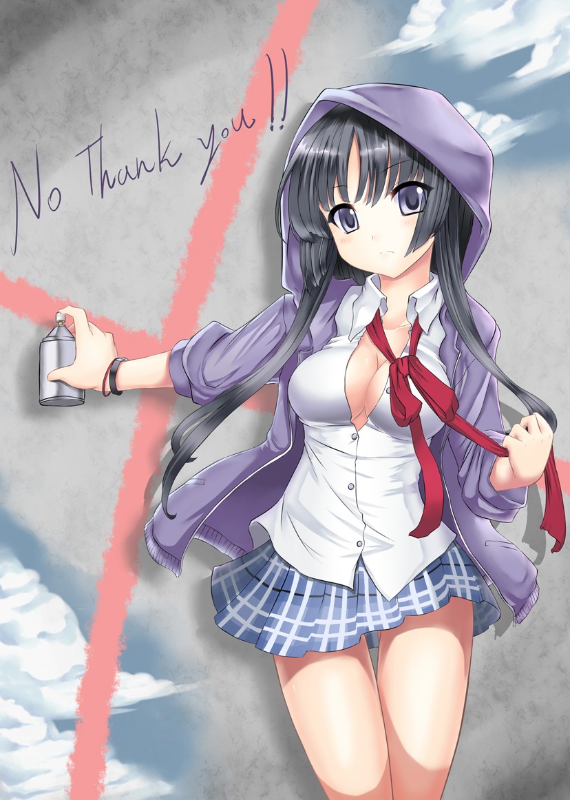 akiyama_mio, cleavage, k-on!, miyukirei, no_bra, seifuku