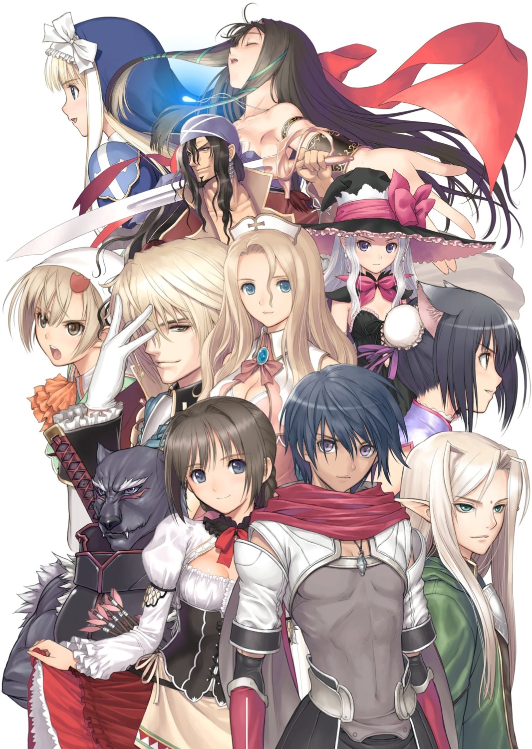 airy_ardet, alvin_(shining), amil_manaflare, animal_ears, armor, chinadress, cleavage, dress