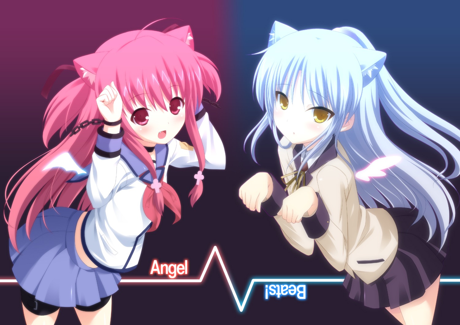 angel_beats!, animal_ears, nectar-ii, nekomimi, seifuku, tachibana_kanade, yoshioka_yui