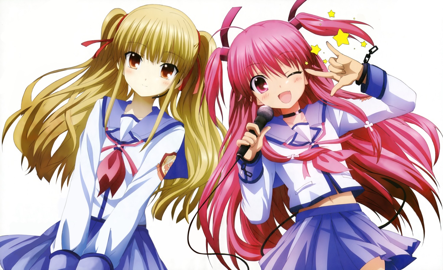angel_beats!, detexted, satou_rika, seifuku, yoshioka_yui, yusa