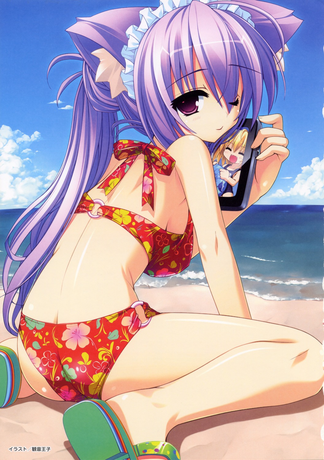 animal_ears, bikini, kannon_ouji, nekomimi, swimsuits