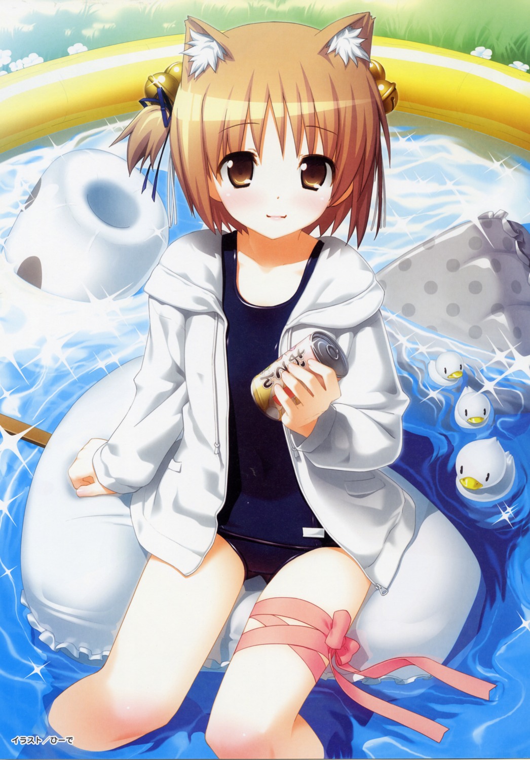 animal_ears, hiide, nekomimi, nekomiya_nono, school_swimsuit, swimsuits, yotsunoha