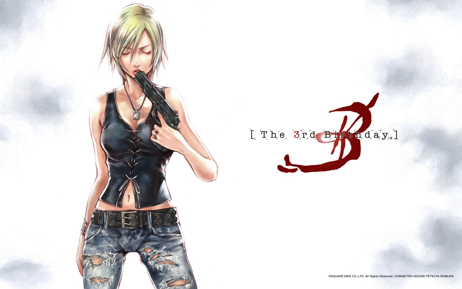 aya_brea, cleavage, gun, nomura_tetsuya, parasite_eve, square_enix, the_3rd_birthday, torn_clothes