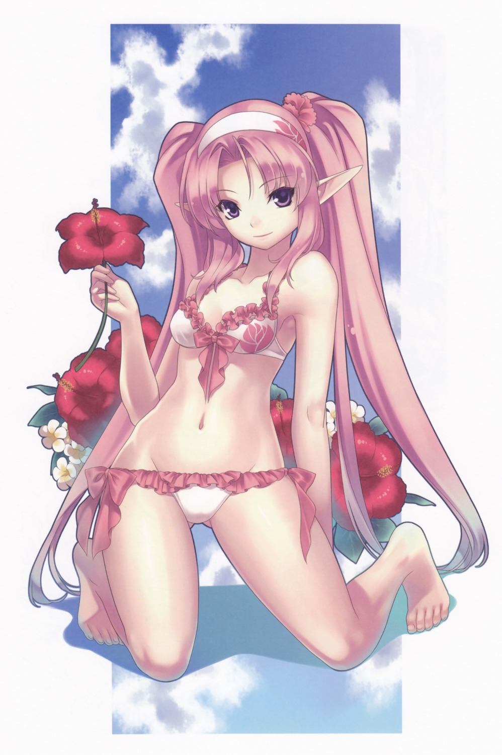 agarest_senki, agarest_senki_zero, alice_(agarest_senki_zero), bikini, bleed_through, elf, feet, hirano_katsuyuki, pointy_ears, swimsuits