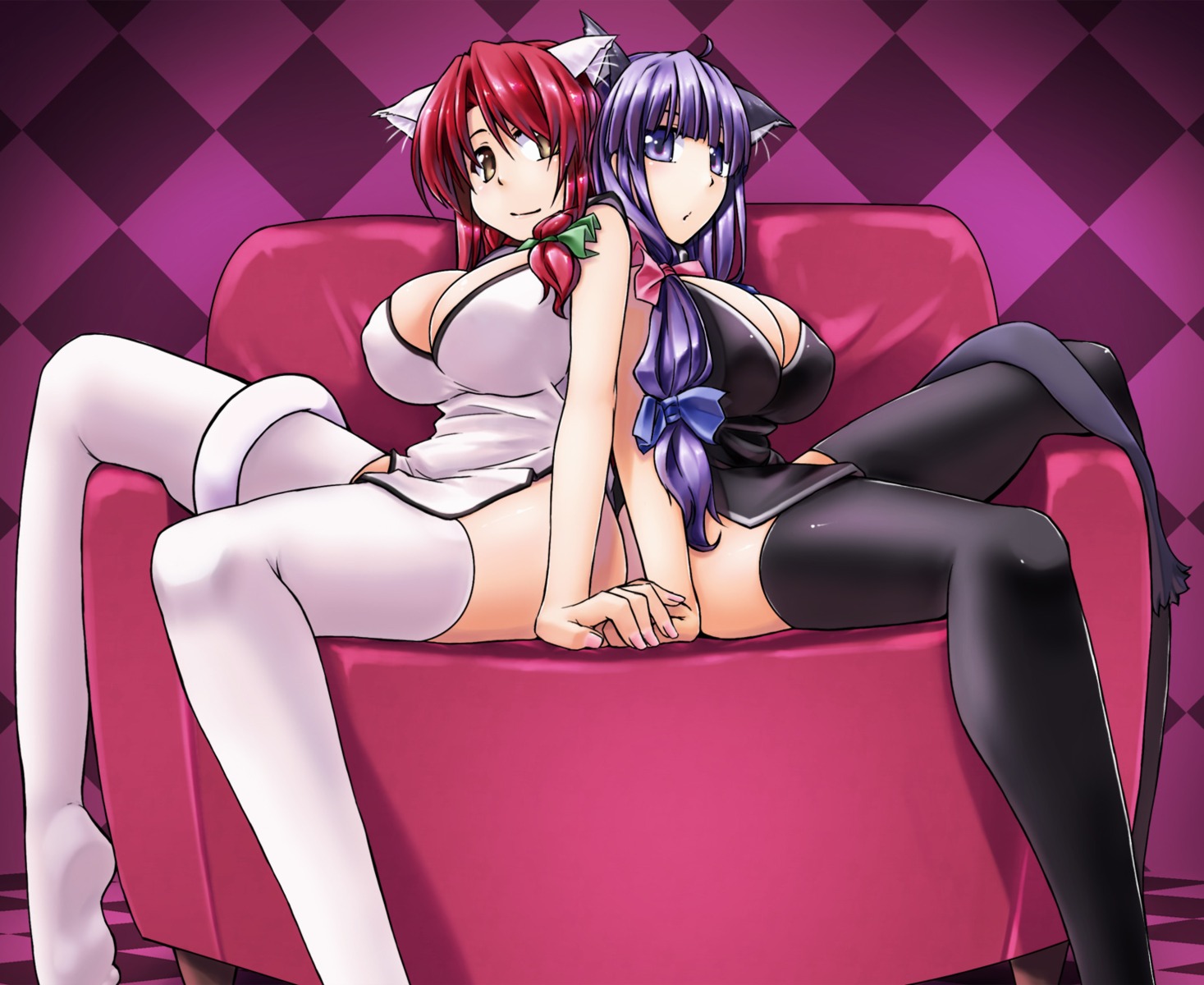 alto-00, animal_ears, hong_meiling, nekomimi, patchouli_knowledge, thighhighs, touhou