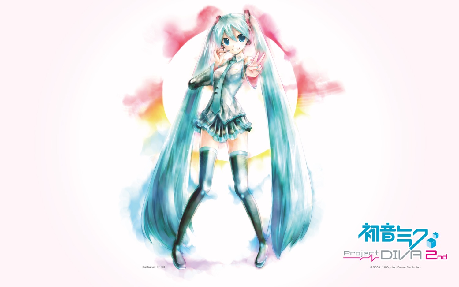 hatsune_miku, kei, project_diva, thighhighs, vocaloid, wallpaper