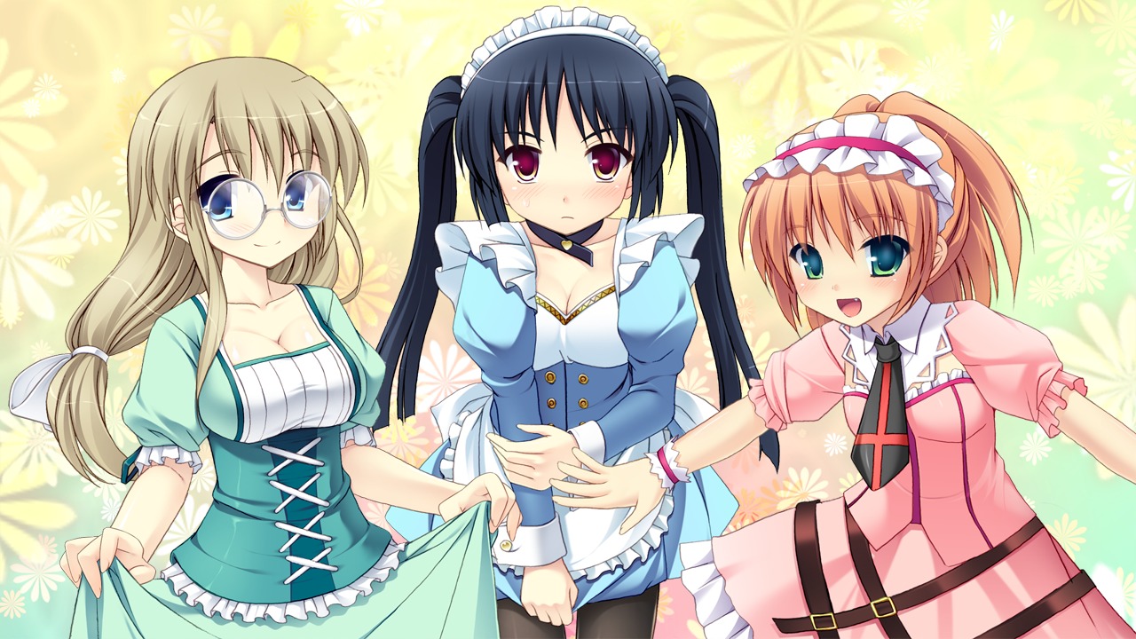cassiopeia_(company), cleavage, dress, game_cg, gekitama, maid, megane, natsuki_shuri