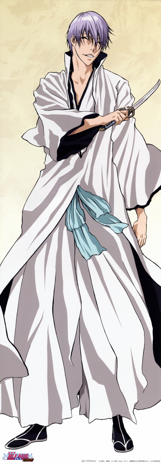 bleach, ichimaru_gin, male, stick_poster, sword