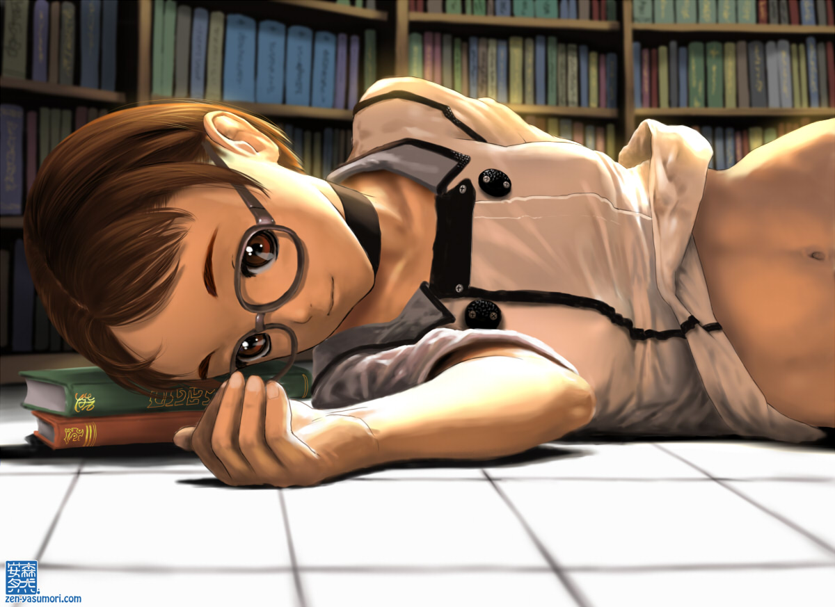 megane, shirt_lift, yasumori_zen