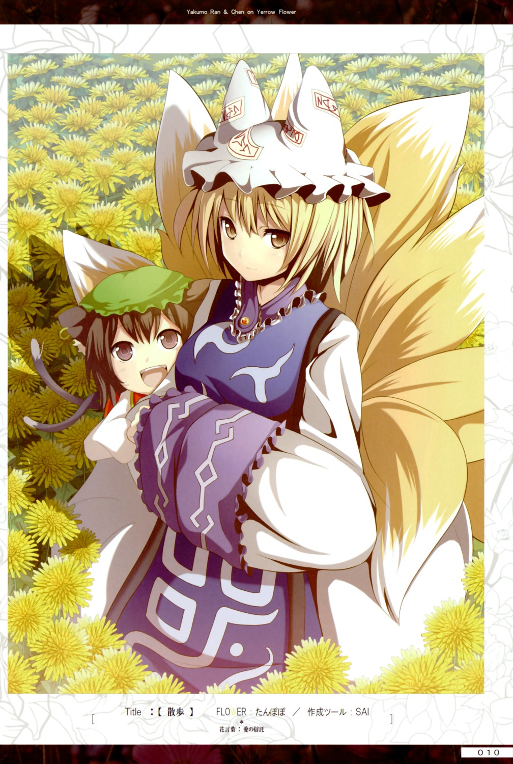 akeboshi_kagayo, animal_ears, chen, tail, takemikazuki, touhou, yakumo_ran