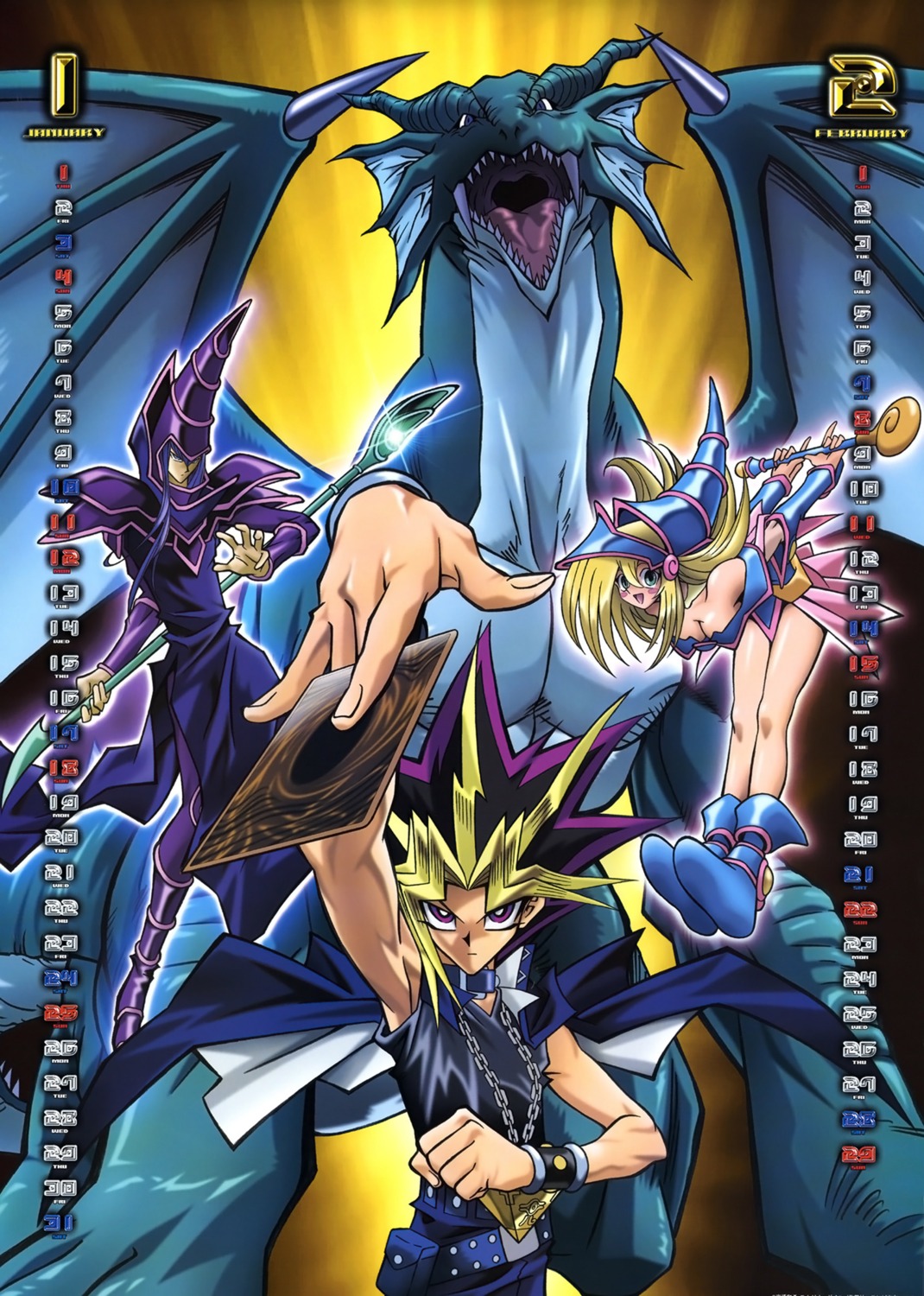 armor, calendar, cleavage, dark_magician, dark_magician_girl, horns, monster, timaeus