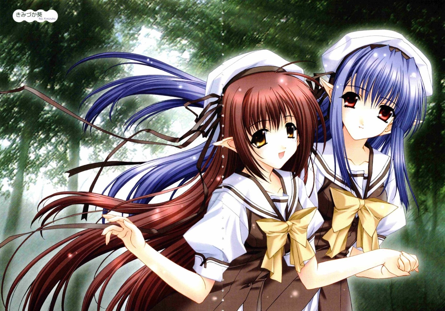 crease, jpeg_artifacts, kimizuka_aoi, lisianthus, nerine, pointy_ears, seifuku, shuffle