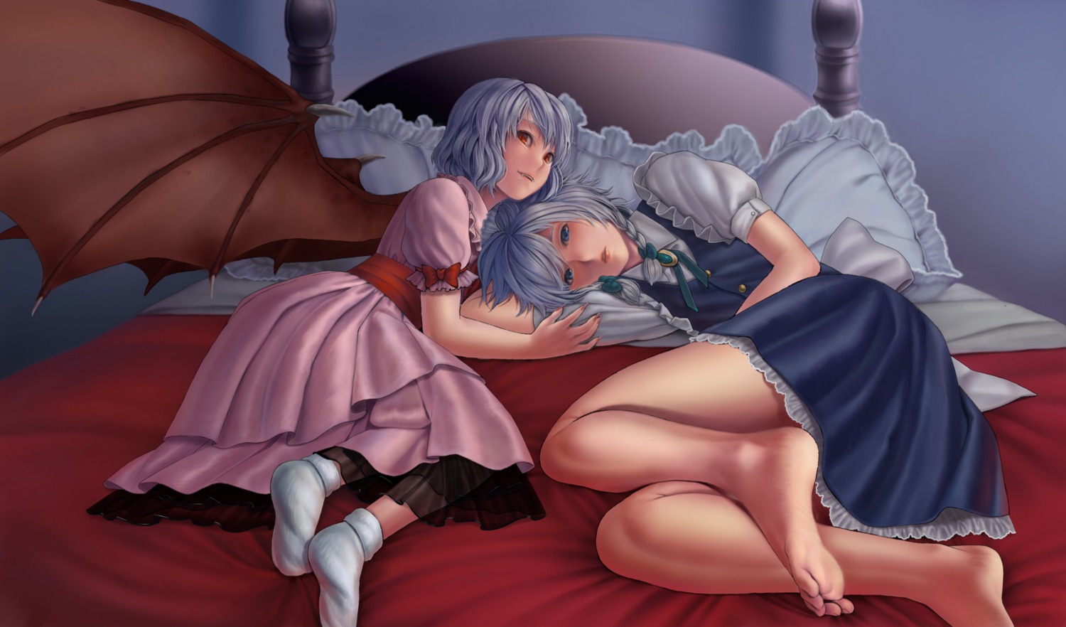 feet, inuzuka_bouru, izayoi_sakuya, remilia_scarlet, touhou