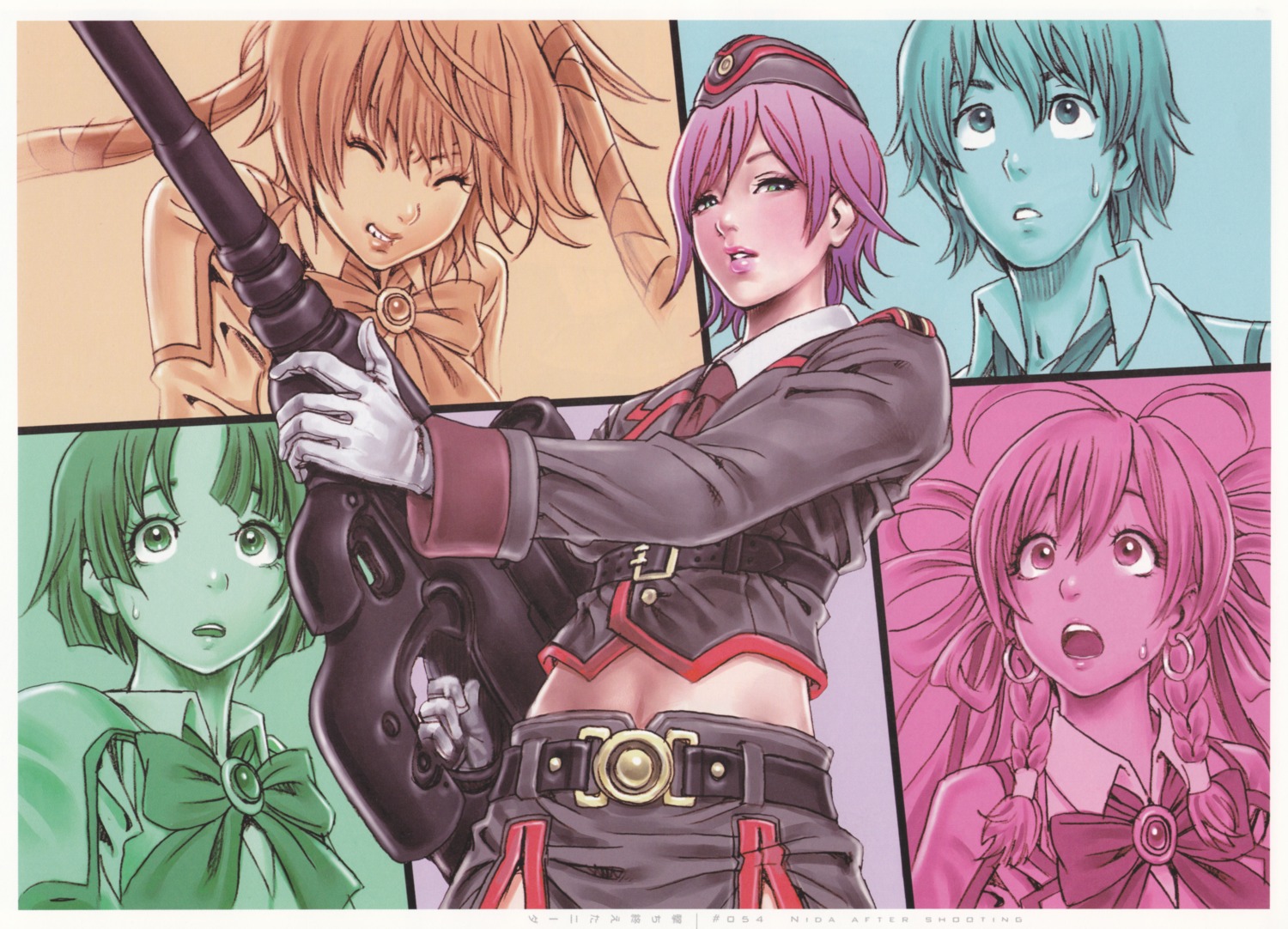 gun, liu_meifeng, mishiro_akatsuki, mizuchi_towako, moriya_mahiro, nida_schuetlich, nida_schuetlitch, shuraki