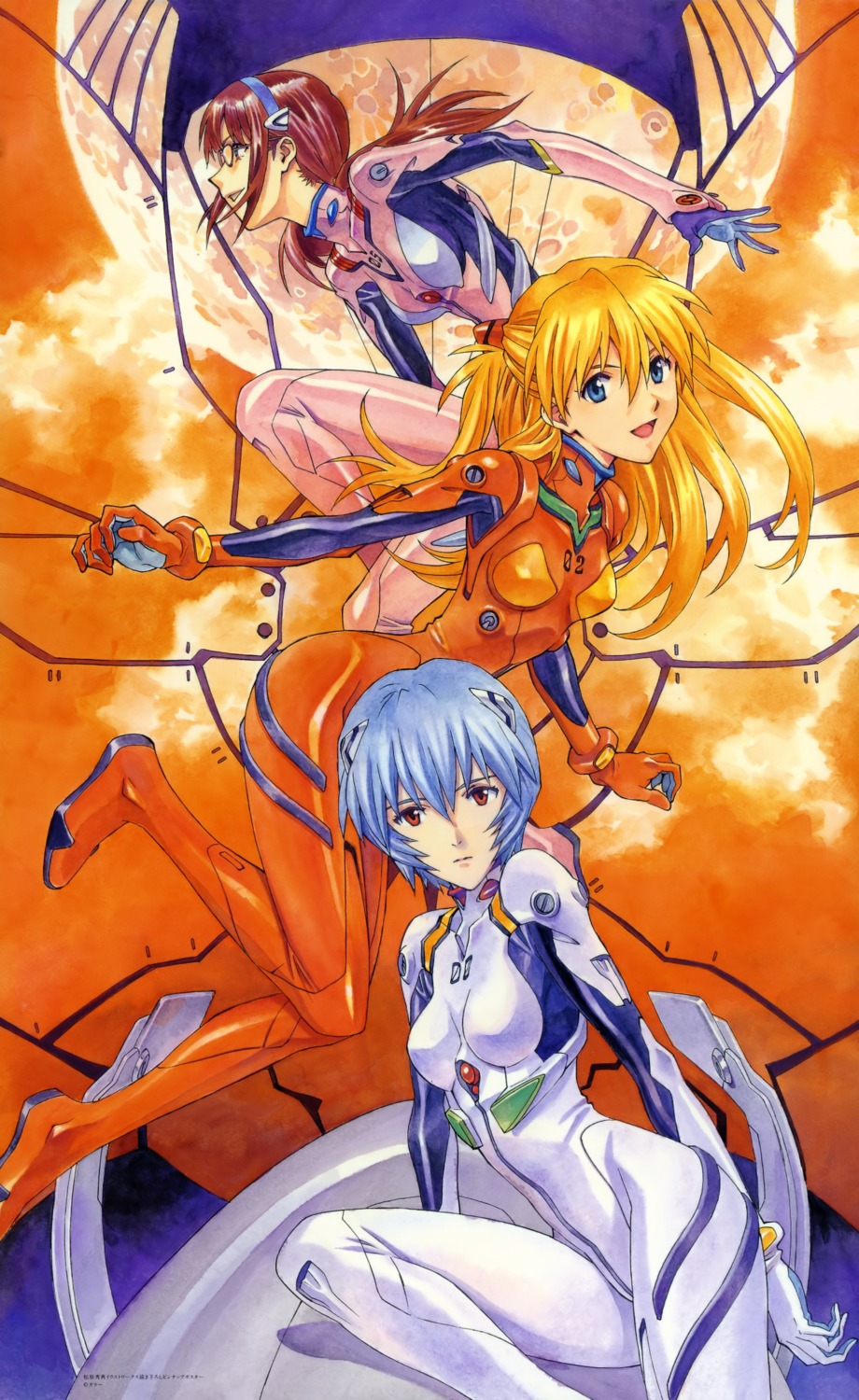 ayanami_rei, bodysuit, makinami_mari_illustrious, matsubara_hidenori, neon_genesis_evangelion, souryuu_asuka_langley