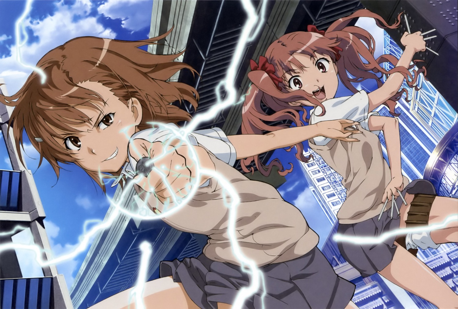 garter, misaka_mikoto, seifuku, shirai_kuroko, toaru_kagaku_no_railgun, toaru_majutsu_no_index, yamashita_yuu