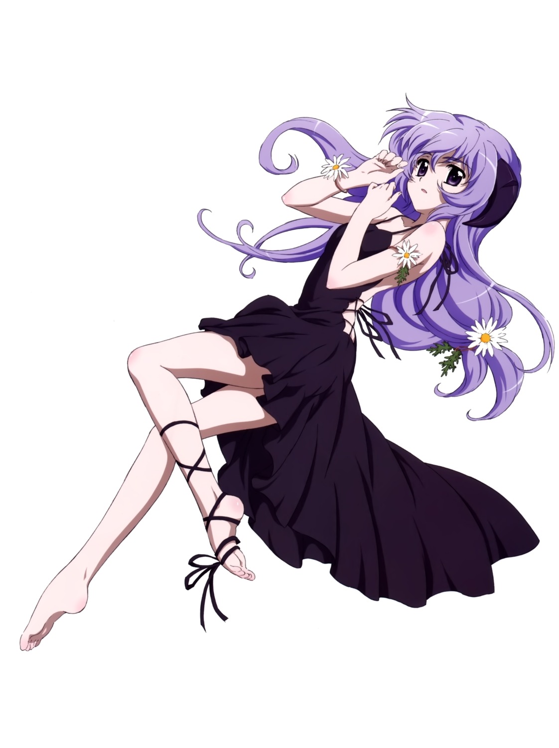 dress, feet, hanyuu, higurashi_no_naku_koro_ni, horns, sakai_kyuuta