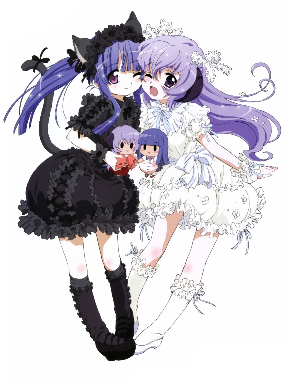 animal_ears, dress, furude_rika, hanyuu, higurashi_no_naku_koro_ni, horns, lolita_fashion, nekomimi